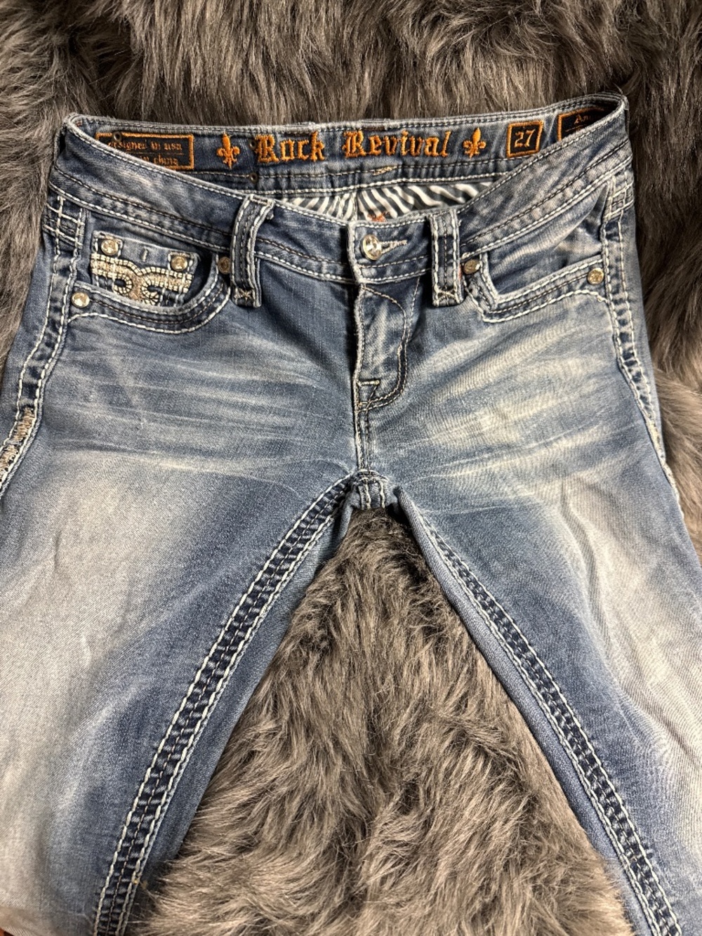 Y2K Rock Revival “Angie” Bootcut Jeans~Embellished, McBling (Size 27)
